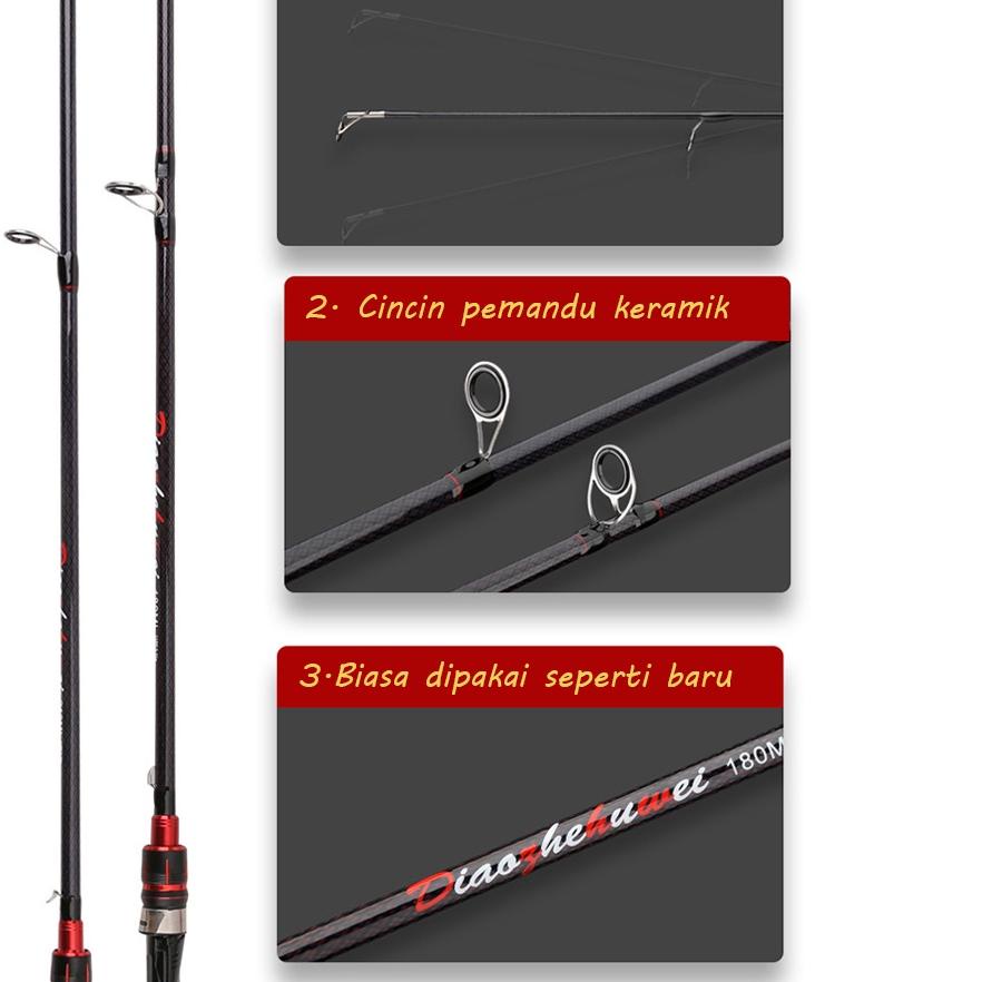 🆓 Dengan Bahan Serat Karbon Ultra Light Carbon Fishing Pole Casting Joran Pancing 1.65M 1.8M 2 Bagia