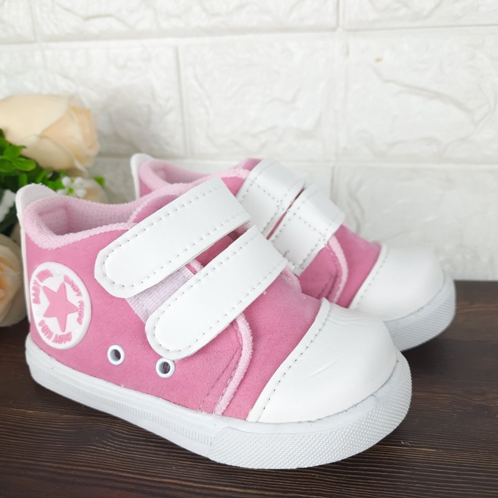 [TAMAN SEPATUKU] SEPATU TRENDY MURAH SNEAKER PEREMPUAN BABY KIDS PINK BINTANG 1-3 TAHUN CAX24