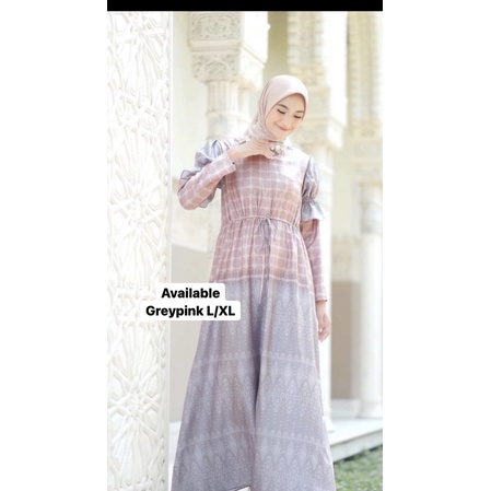 DHARMAWANGSA SERIES TWOTONE DRESS GREYPINK LXL VANILLA HIJAB