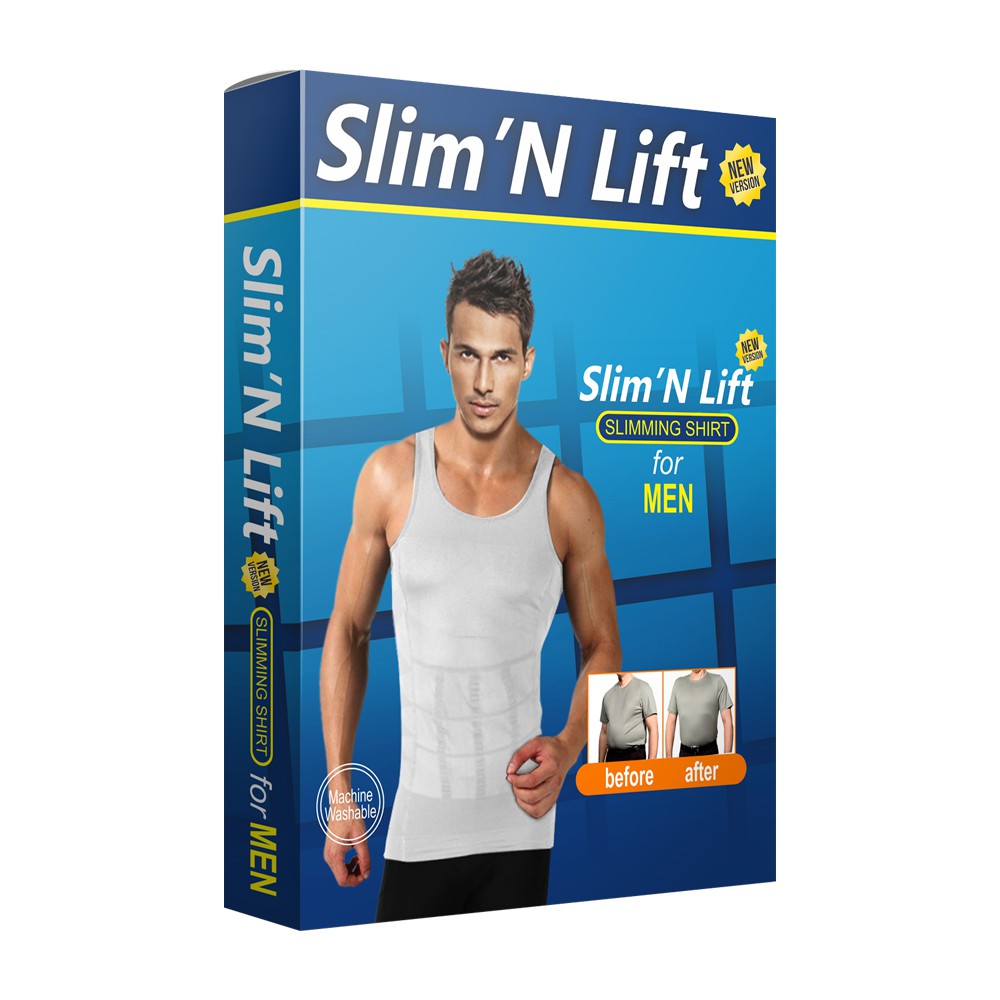 SLIM N LIFT MEN baju kaos pakaian kaus dalam dalem daleman dalaman baju shirt fit tank top tangtop singlet korset corset korslet pelangsing pengecil pria perut body buncit atasan olahraga gym jumbo big size pria man laki laki cowok dewasa jumbo shaper