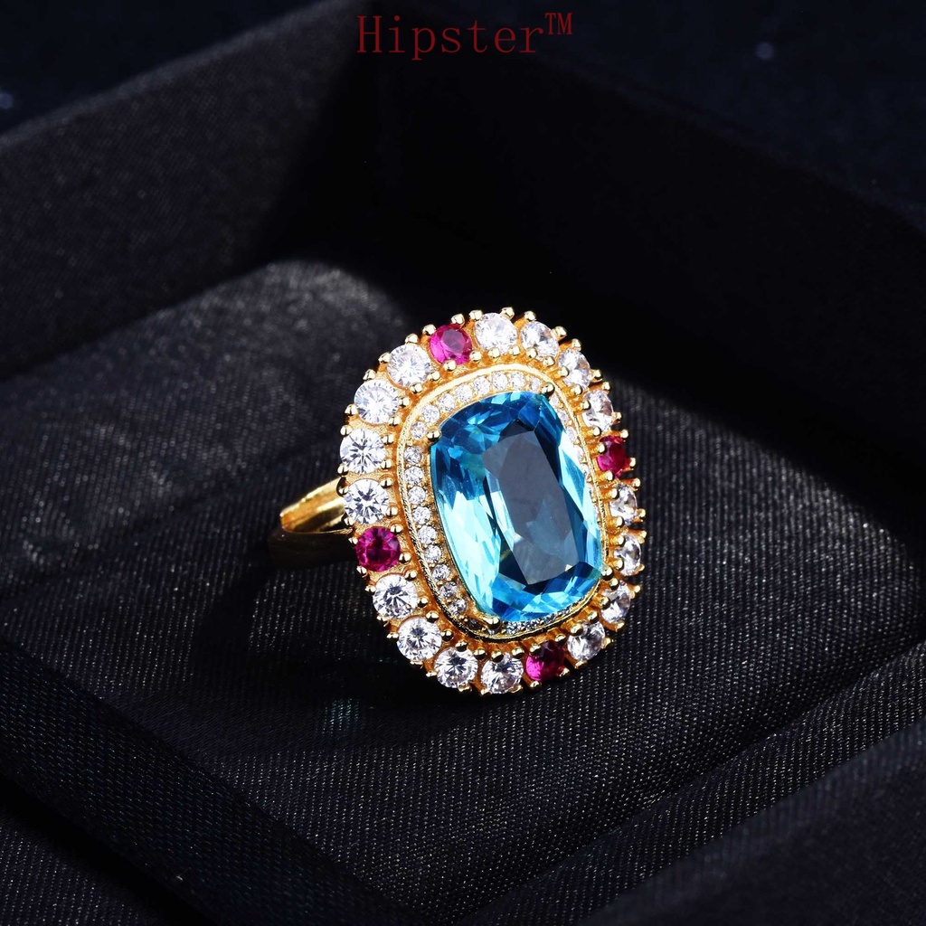 Popular High-End Jewelry Sky Sapphire Pendant Luxury Full Diamond Set