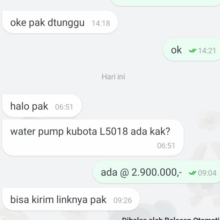 WATER PUMP KUBOTA L5018 ASLI