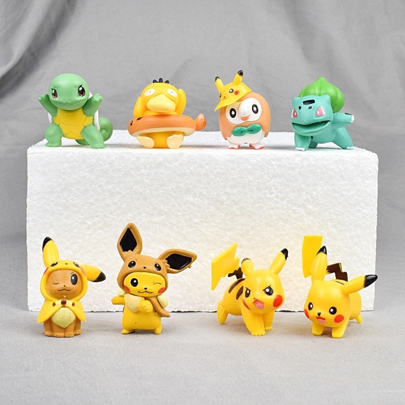 Squirtle Charmander Figure Jigglypuff Anime Figure Model 8pcs Pokemon Pikachu