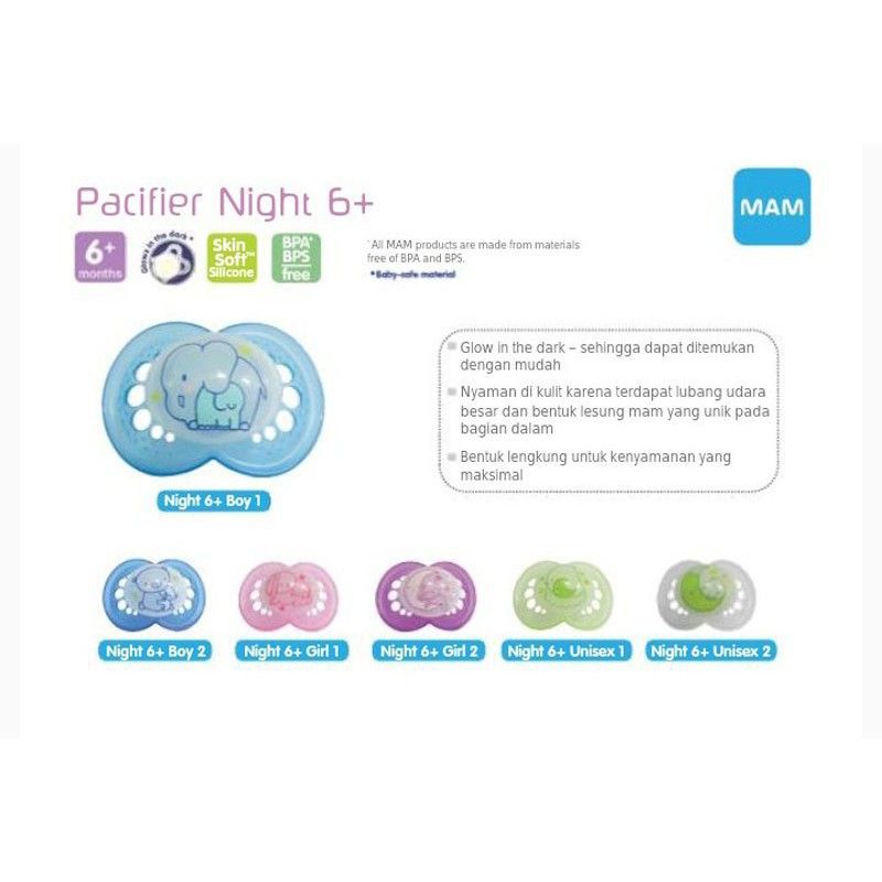 MAM Pacifier Night 6m+ Glow in The Dark Empeng Bayi