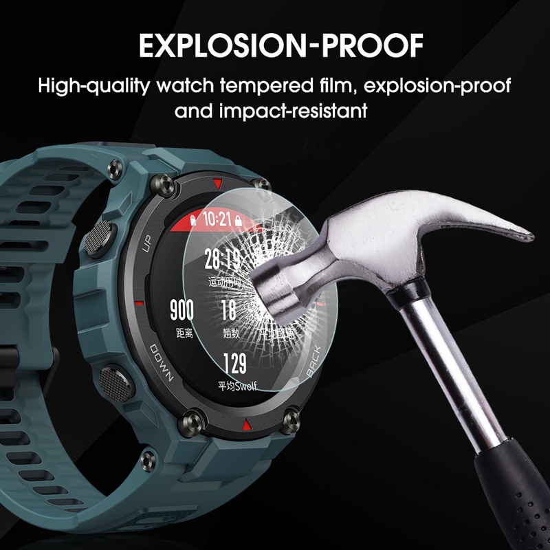 Pelindung Layar Tempered Glass HD Transparan Anti Gores Ultra Tipis Untuk Huami Amazfit T-Rex / T-Rex Pro