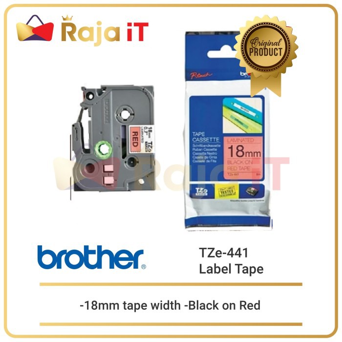 

BROTHER Label Tape TZE 441 18mm Black On Red