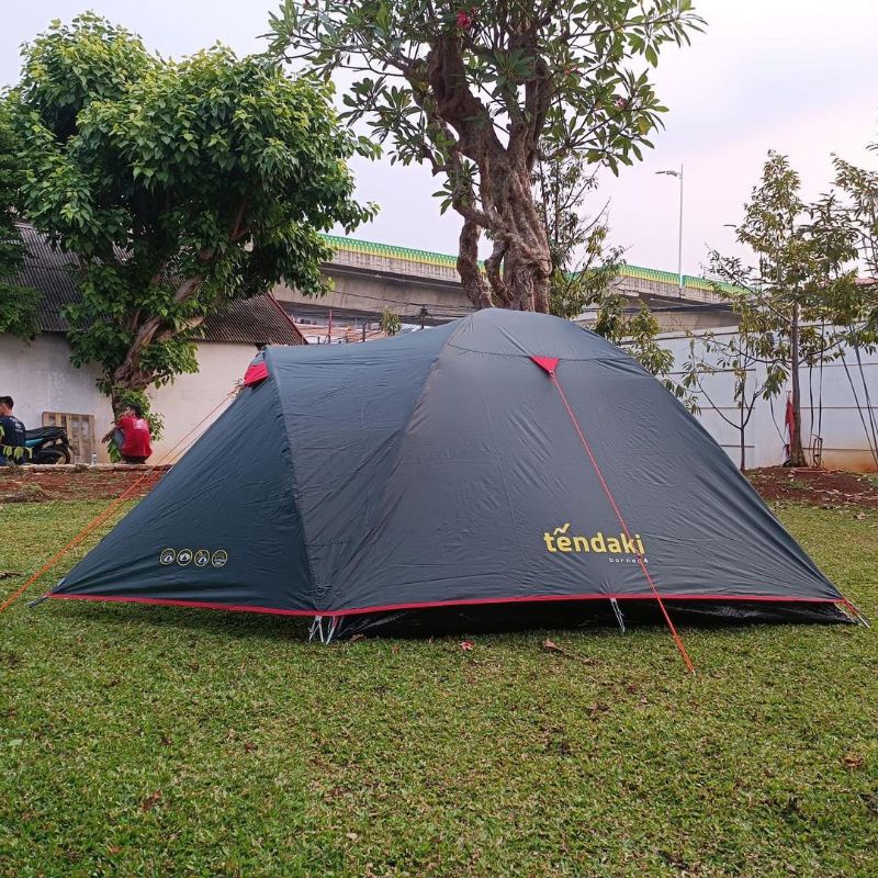 Tenda Kapasitas 4 Orang Dobel Layer/Tenda Tendaki Borneo 4 Dark Grey