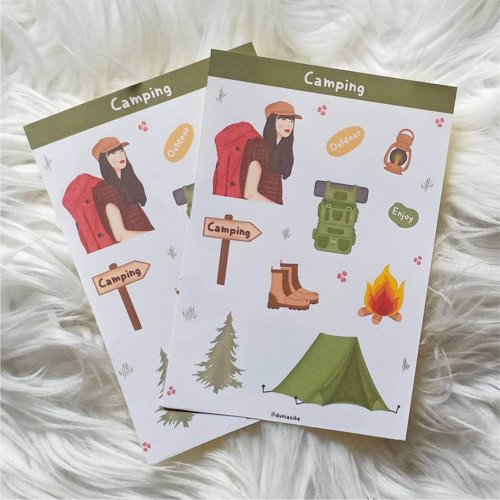 

Sticker sheet mini Kiss cut sticker camping untuk journal/scrapbook