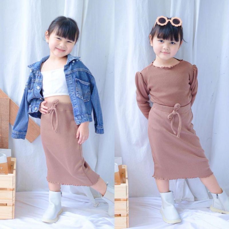 Midi skirt rib 1-6 tahun rok anak perempuan rajut knit rok midi knit