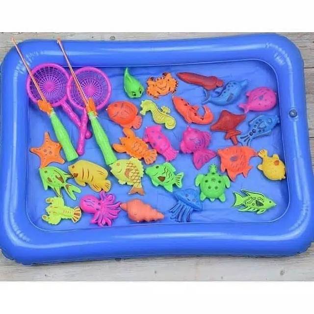  Mainan  Pancing  Ikan Magnet 32PCS Kolam  Pancingan Magnet 