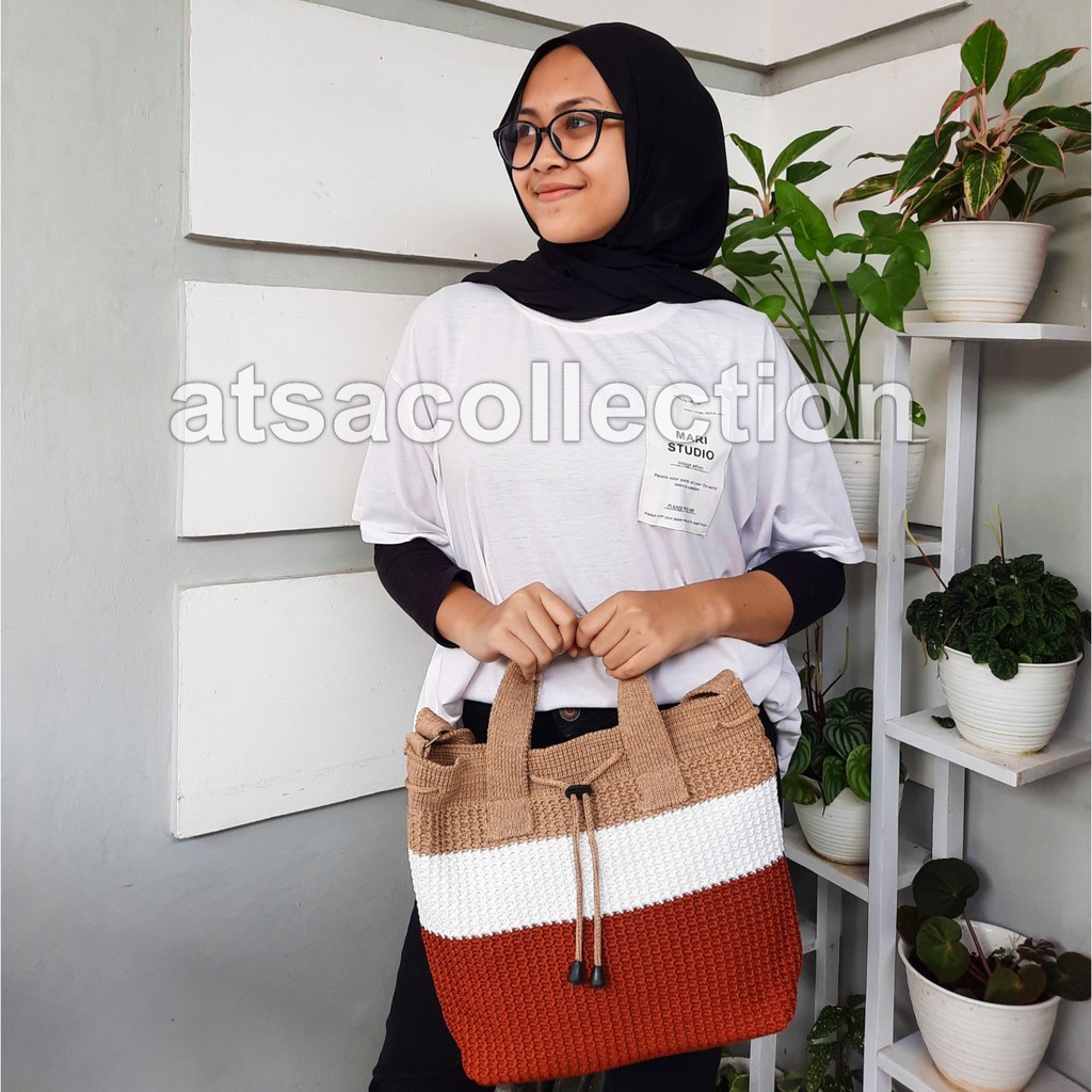 Tas Selempang Rajut Dobel Tali