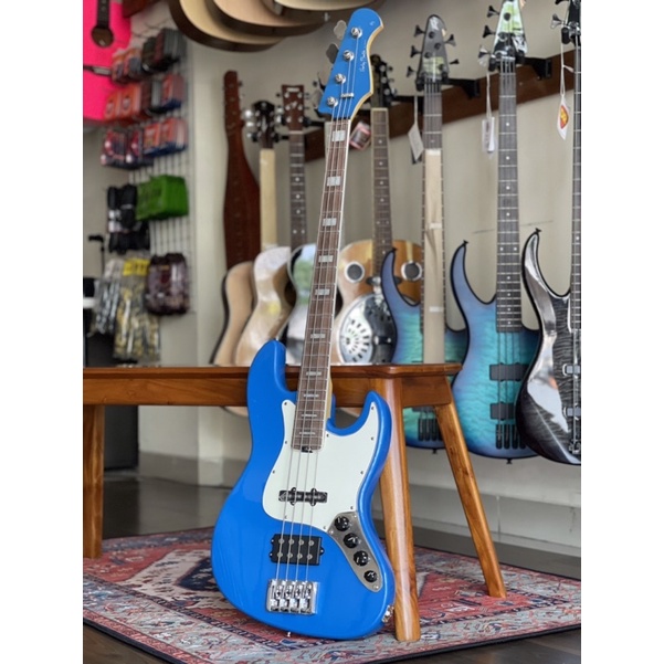 Bass Listrik/Elektrik Harley Benton Jazz Bass model BLUE COLOUR ORIGINAL