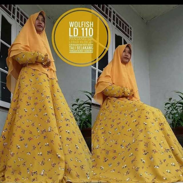 Gamis Motif Kekinian Gamis Kuning mustard Gamis Mewah Gamis Kondangan