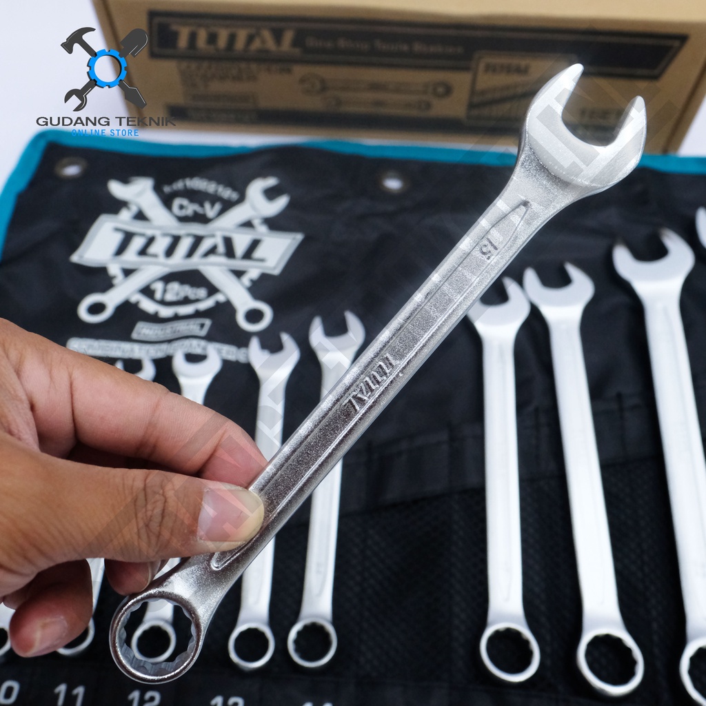 Kunci Pas Ring 1 Set 12pcs 6-24mm TOTAL THT1022121 / Combination Spanner 1 Set 12 Pcs TOTAL