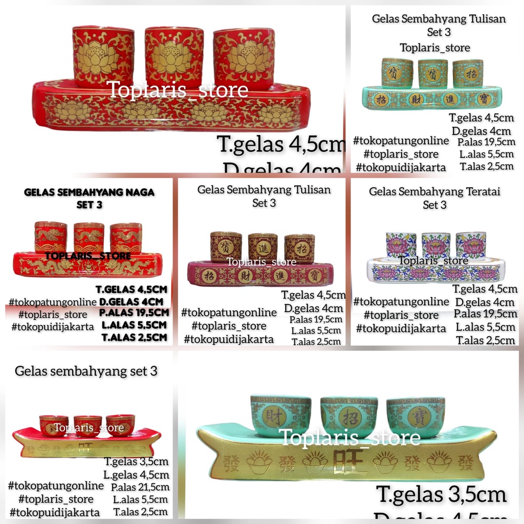 Gelas Sembahyang Puja Keramik Set 3