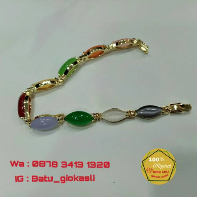 gelang giok+ cateyes warna warni