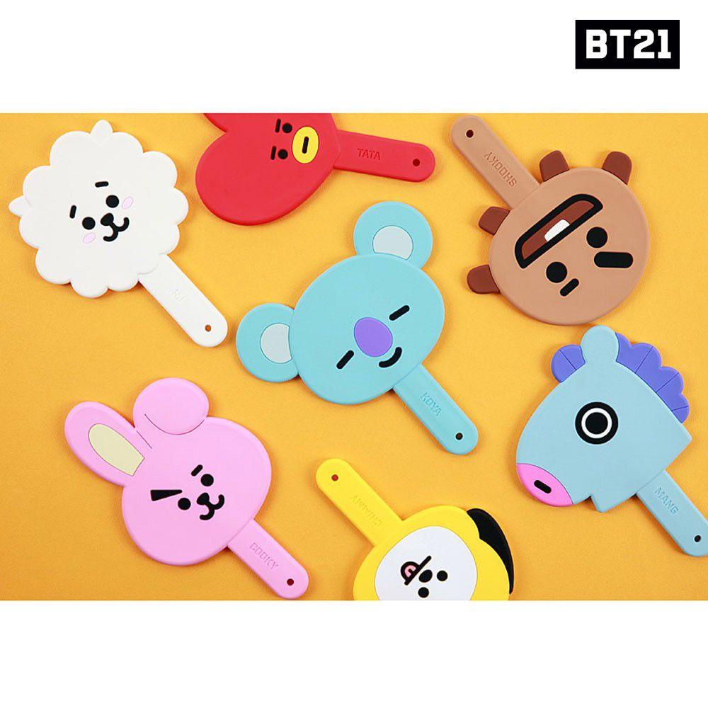 Lily BT21 Hand Mirror Silica Gel Handle Hadiah Siswa Desain Portabel Aksesoris Kosmetik