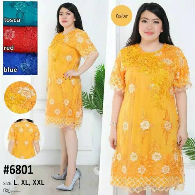 Dress brokat import tebal wanita pesta