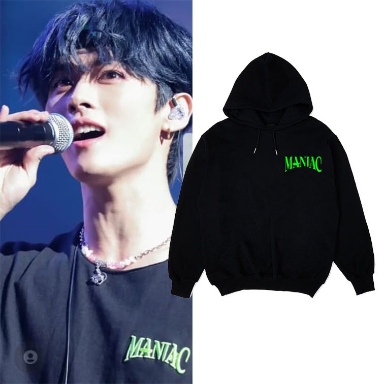Jaket Hoodie straykids Minho maniac hijau logo