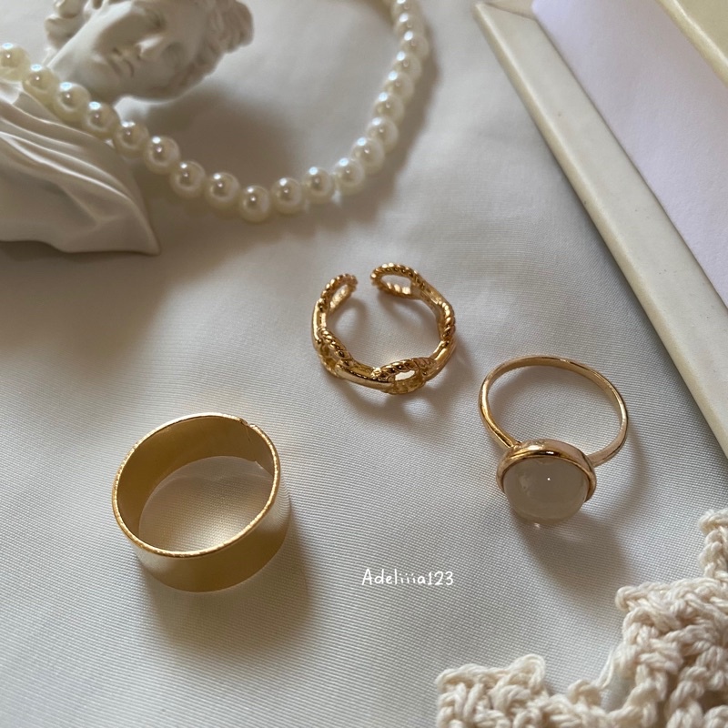 cincin 1set gaya korea | aksesoris perhiasan gaya korea | cincin emas