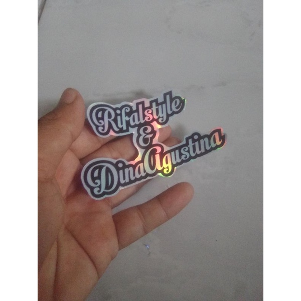 

Stiker custom Nama sendiri Hologram termurah