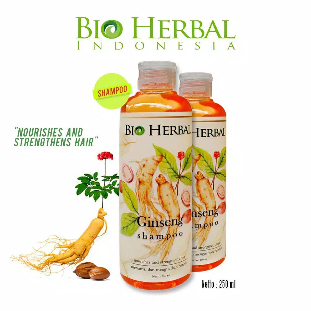 Bio Herbal Shampo Penumbuh Pelebat Rambut Rusak Bercabang Anti Rontok Original Ginseng