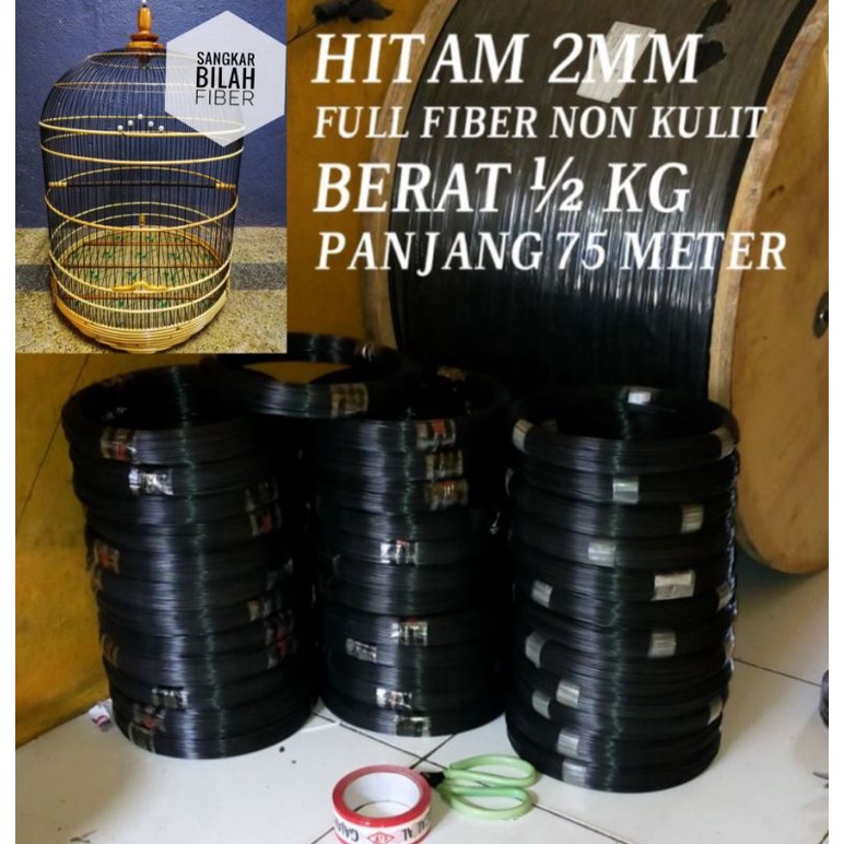 jeruji ruji fiber hitam 2mm ½KG panjang 75 meter