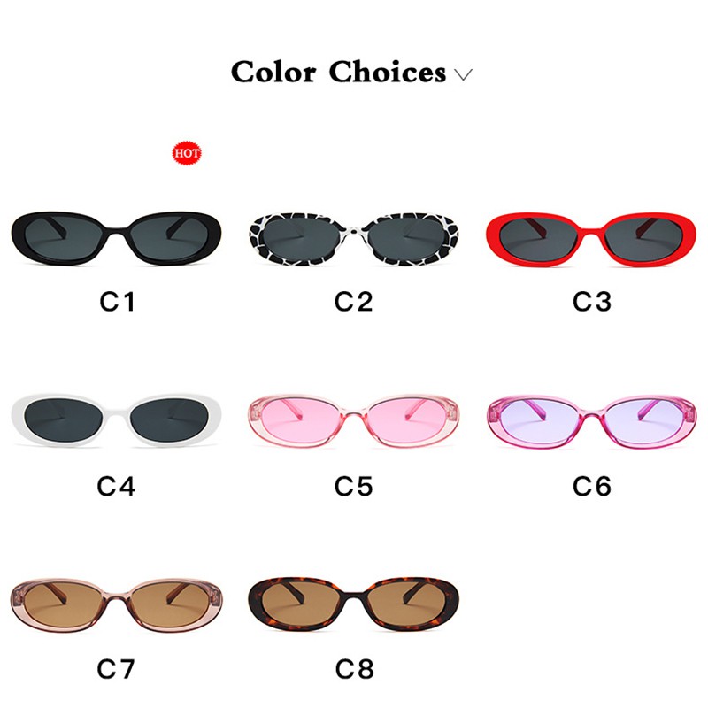 (YUZHU) Bayar di Tempat Retro Gaya Oval Small Kacamata Hitam Wanita/Pria UV400 Protection Sunglasses