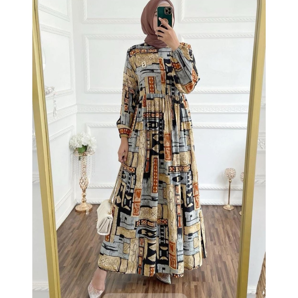 Gamis Rayon Homey Dress Terlaris / Gamis Muslim Syari Motif Terbaru-Classic Dress
