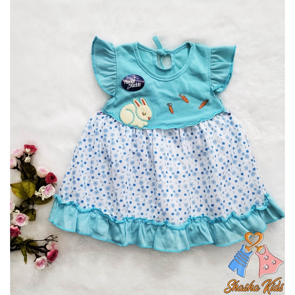 [L-031] Baju Bayi Perempuan/ Dress Bayi Perempuan Planet Kids cantik motif lucu 0-6bln