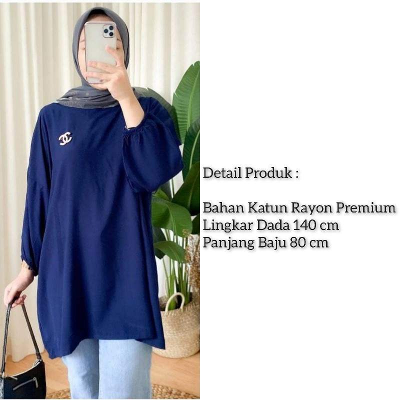 Blouse Wanita Jumbo Oversize Outfit Dara Blus Ootd Baju Atasan Wanita Lengan Panjang Muslim Big Size-1