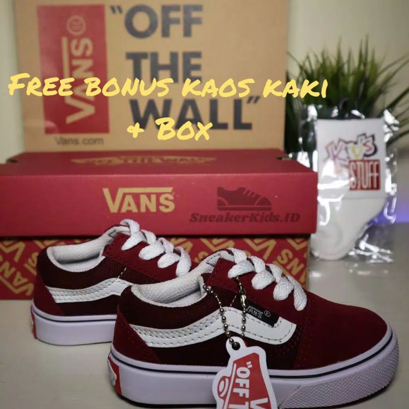 Sepatu Vans Anak Laki-Laki Perempuan Maroon Sepatu Sneakers Anak Cowok Cewek Special Edition