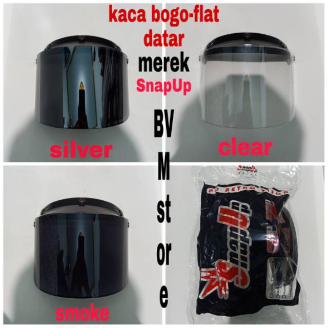 Kaca Helm Bogo Retro Datar ( Merek SnapUp ) / kaca helm bogo datar