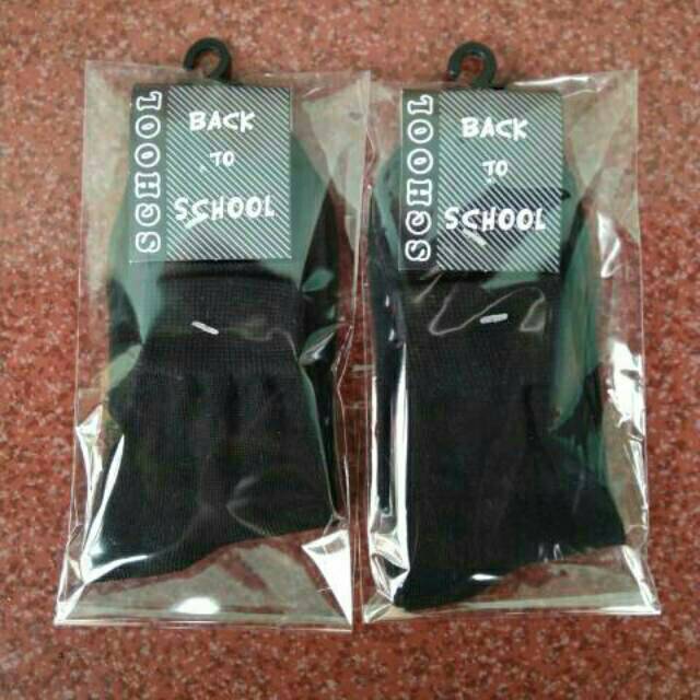 kaos kaki sekolah hitam polos SMA semata kaki spandek polyester harga perpasang