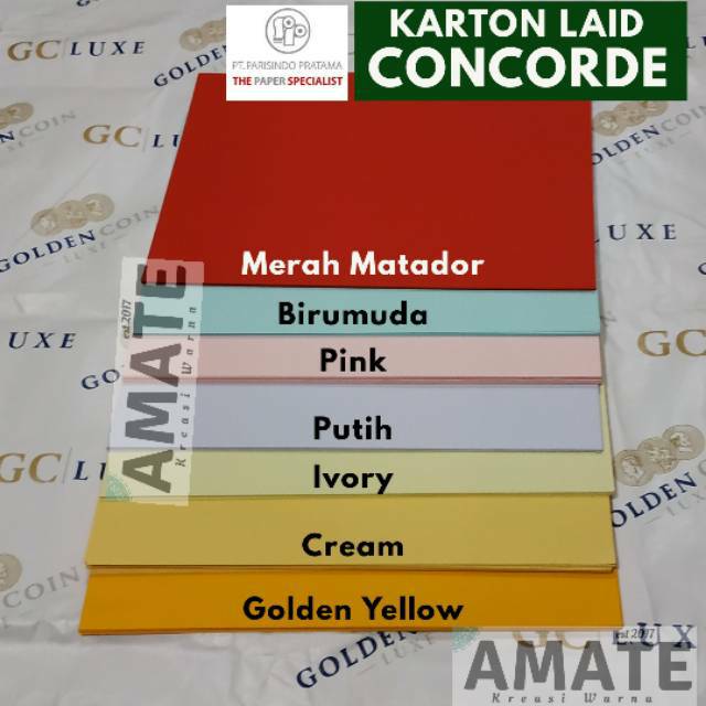 

Kertas Concorde Laid Karton 220gsm A4 Warna isi 50 Lembar | Fancy Craft Paper Laid
