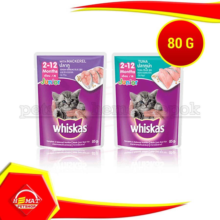 Makanan basah Kucing whiskas junior pouch 85 gr cat wet food sachet 85gr snack