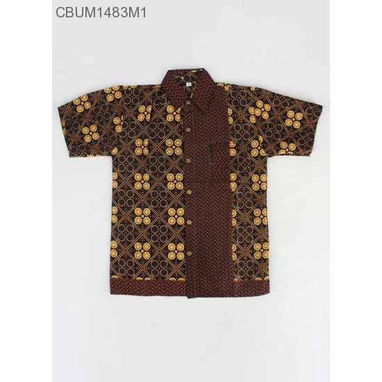 kemeja hem batik anak bahan katun warna coklat capucino motif 3
