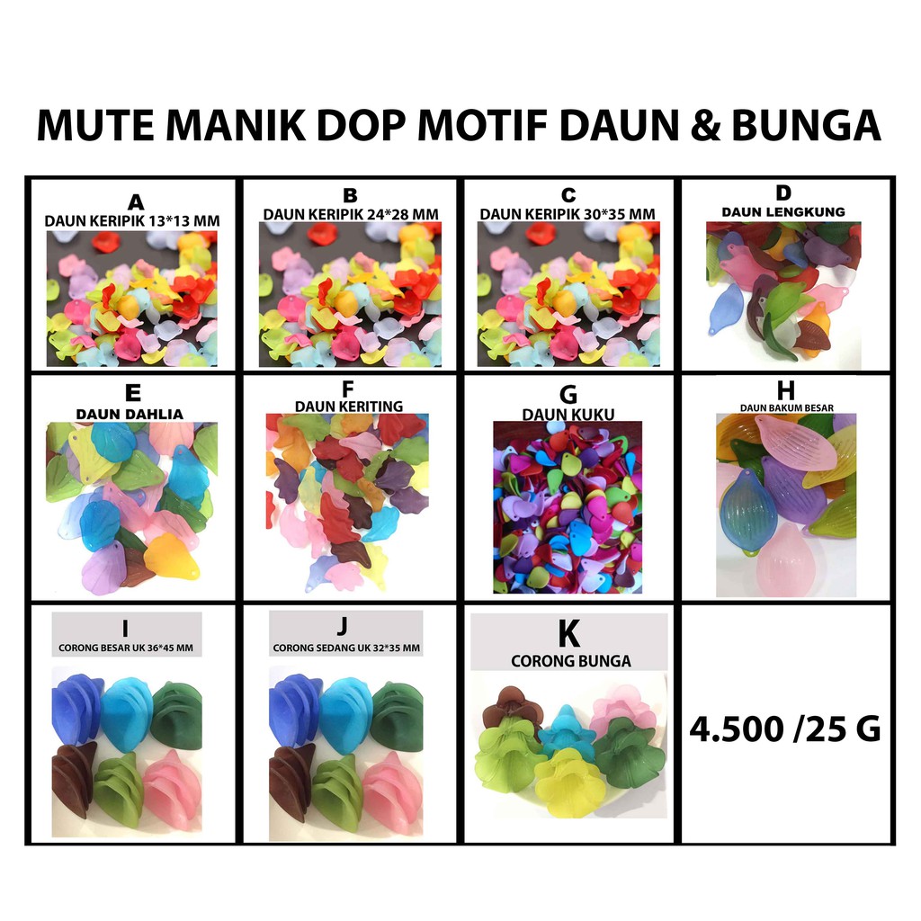 MOTE MANIK DOP MOTIF DAUN &amp; BUNGA HARGA/25G