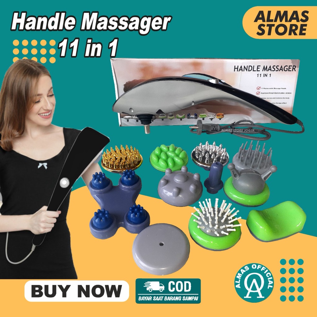 Almas Official Magic Hand Luxurious Handle Massager 11 in 1 Massager Massage Pijat Elektrik Listrik