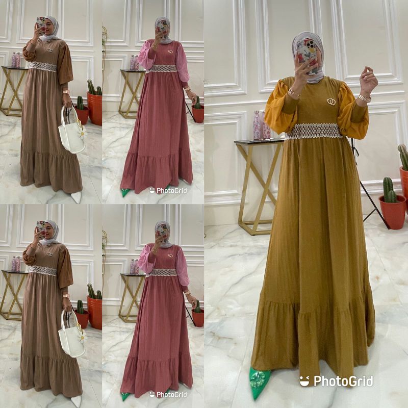 Gamis rajut knit renda / maxi alesha /gamis renda jumbo / plain maxy / gamis rajut knit
