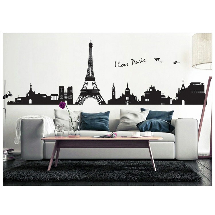 RELIZA Wall Sticker / Stiker Dinding 60X90 EIFFEL MENARA I LOVE PARIS AY935