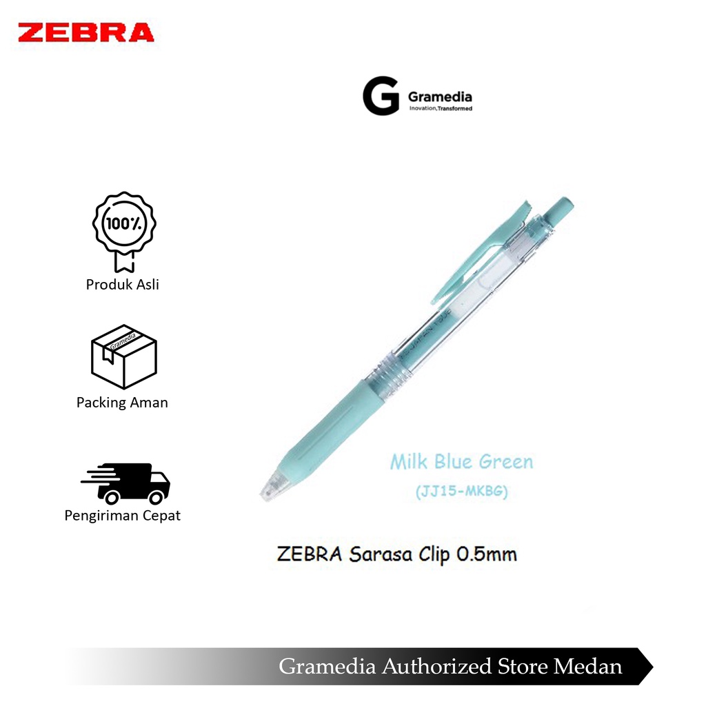 

Gramedia Medan - ZEBRA SARASA CLIP 05 MILKY BLUE GREEN