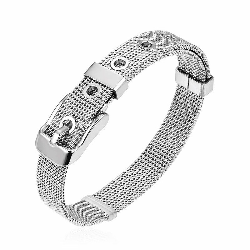 ✅COD Titanium gelang wanita haute couture emas renda rantai gelang trendi pasir dekorasi stainless steel gelang LV Q23-Gelang silve