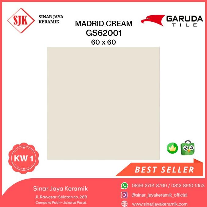 GRANIT Granit Lantai Garuda Cream Polos Kilap Madrid GS62001 60 x 60 KW 1