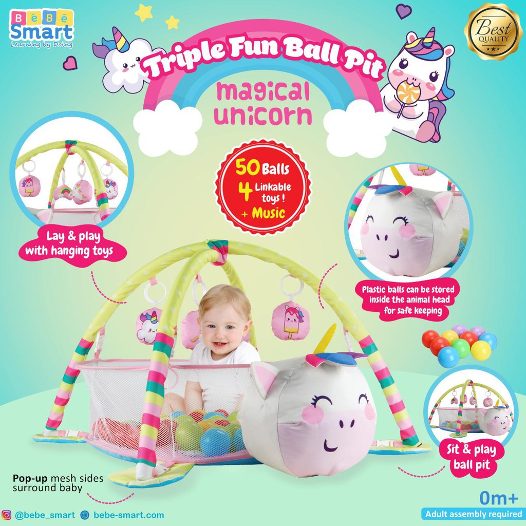 READY GOJEK GRAB Bebe Smart Triple Fun Ball Pit - Magical Unicorn Ocean Wonder BEBESMART