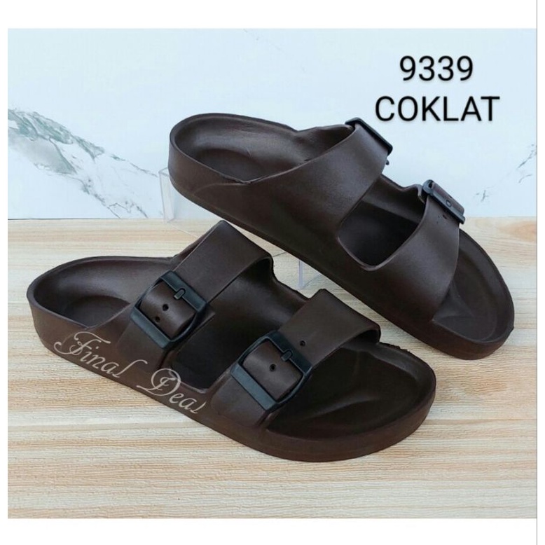 Sandal Slide Pria 2 Strap, Sendal Selop Karet Anti Slip Korean Slip On