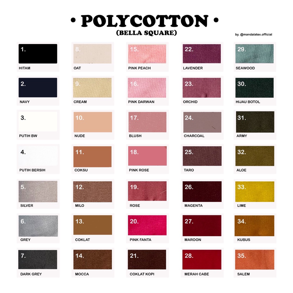 [ROLL] Kain BELLA SQUARE/ Polycotton Plain Premium / Chiffon Vine Polos / Double Hicon