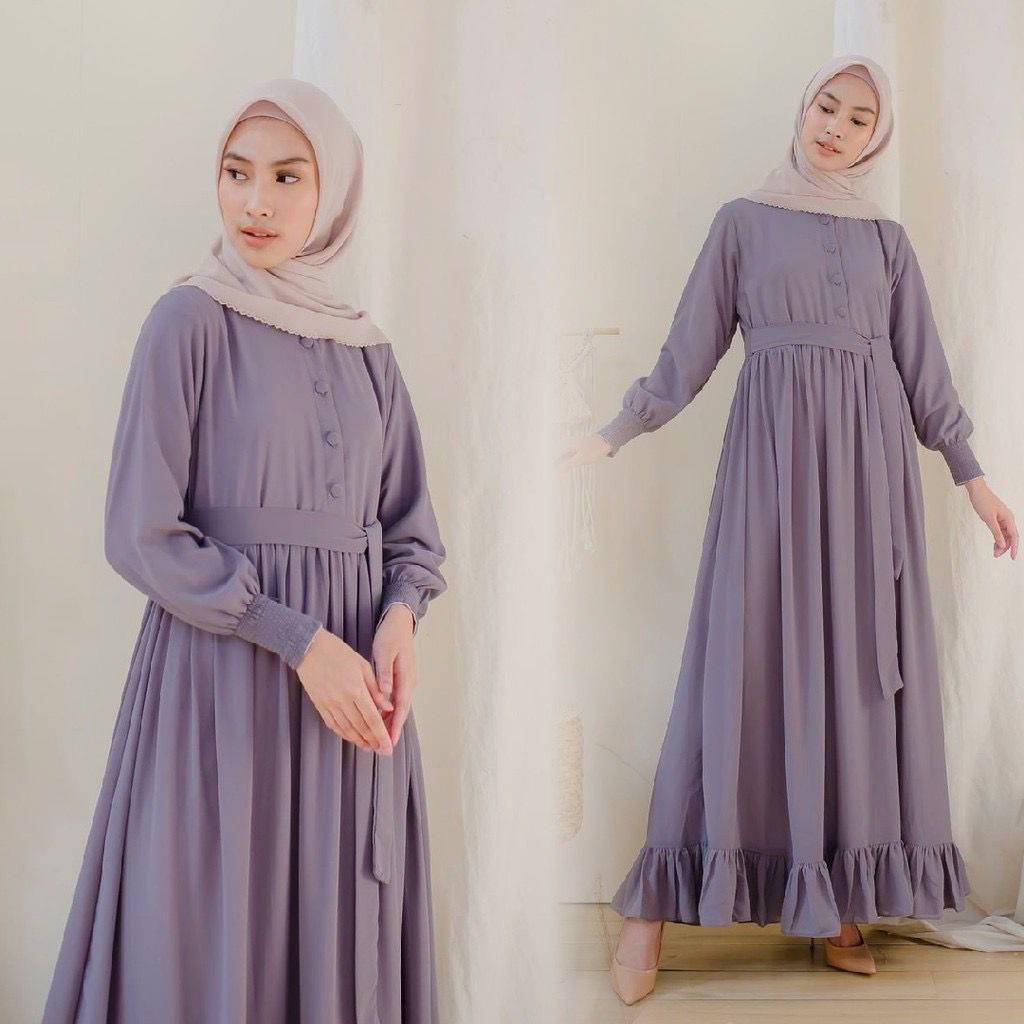 TERMURAH PROMO Gamis Lebaran Dress Korea Dress Putih Gamis Putih V2P9 Gamis Muslimah Dress Kondangan