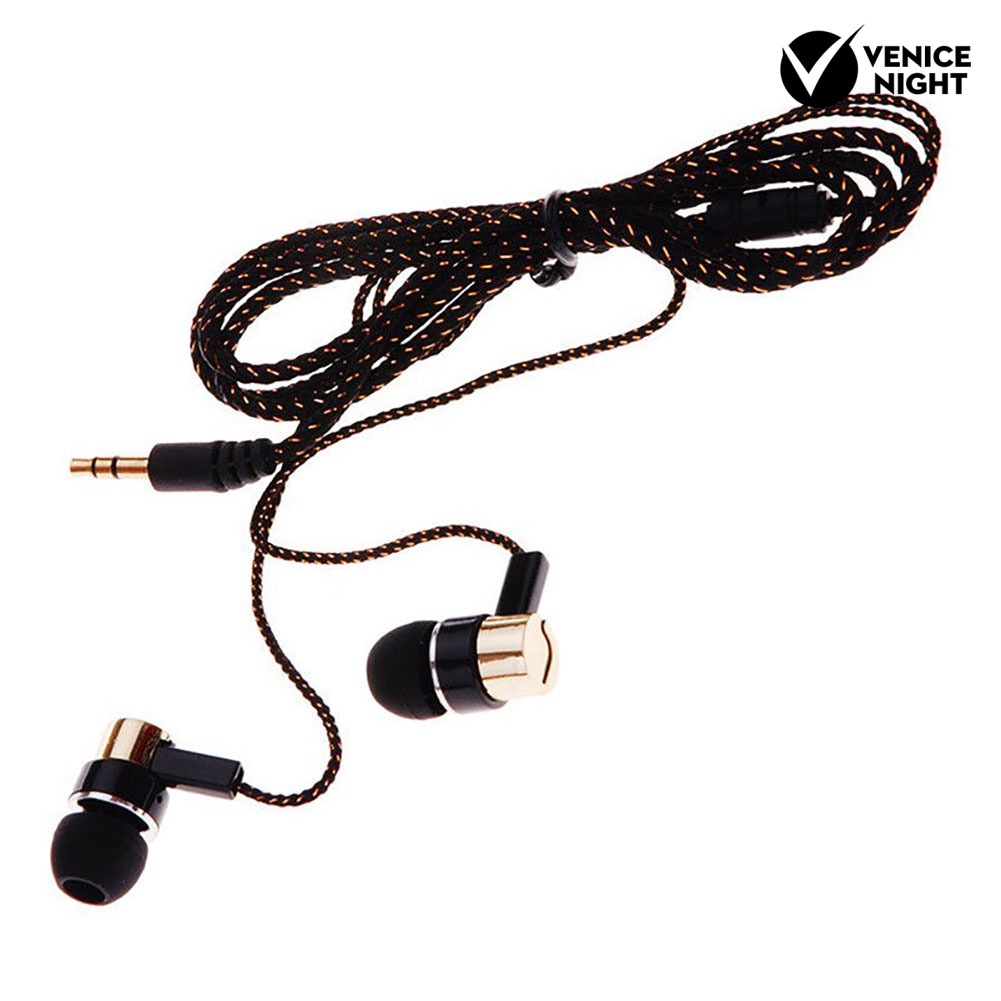 (VNEP) (Berkabel) Earphone In ear Stereo Peredam Suara Dengan Kabel Kepang 1.2m Untuk Samsung / HTC