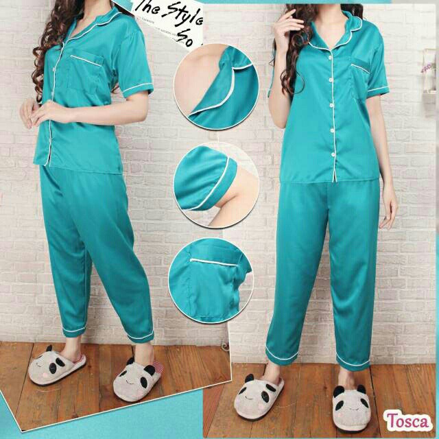 Piyama Satin CP / Panjamas Satin / Baju Tidur / Baju Tidur Wanita